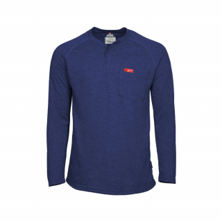 Lapco Flame-Resistant Raglan Sleeve Henley Royal Blue T-Shirt
